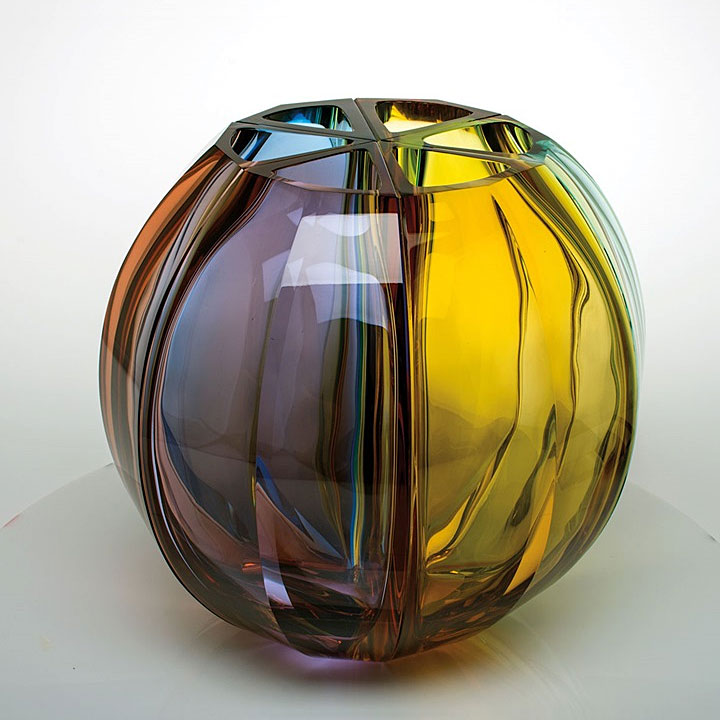 ボヘミアガラス モーゼル 花瓶 ボール ( Bohemian Glass Moser Ball Hand Cut Vase )