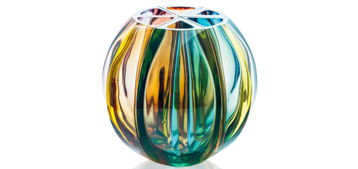 ボヘミアガラス モーゼル 花瓶 ボール ( Bohemian Glass Moser Ball Hand Cut Vase )