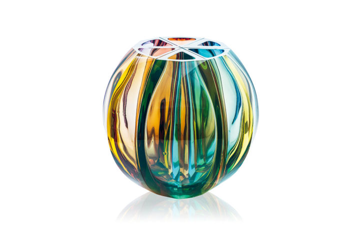 ボヘミアガラス モーゼル 花瓶 ボール ( Bohemian Glass Moser Ball Hand Cut Vase )