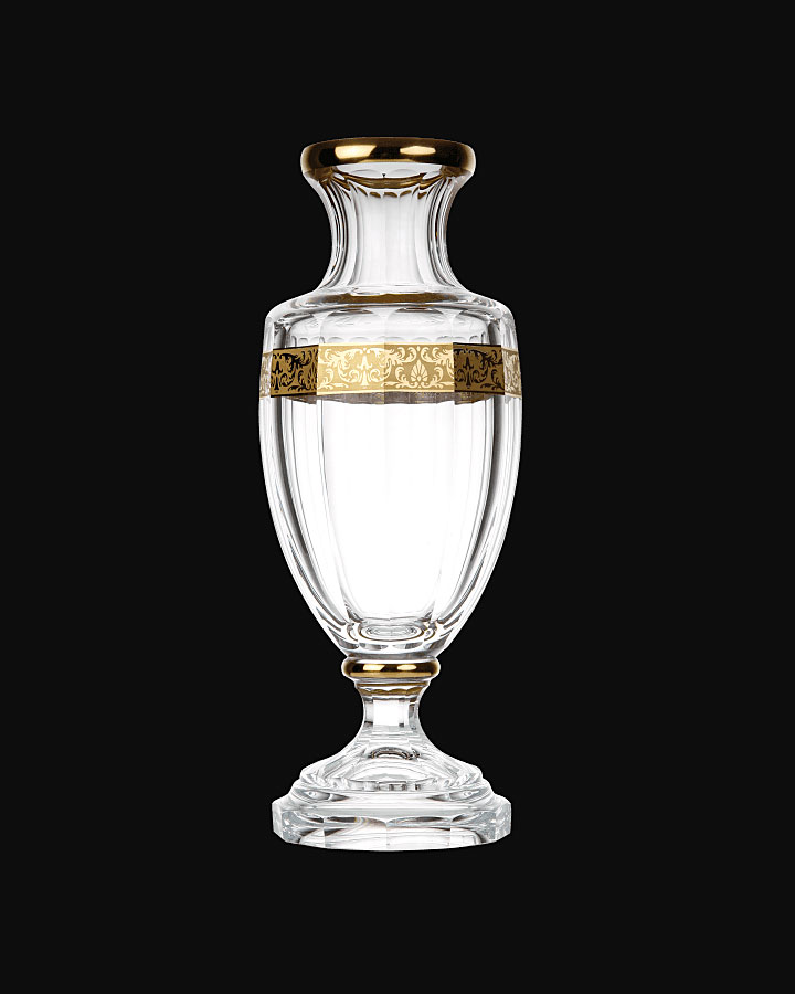 ボヘミアガラス モーゼル 花瓶 ボール ( Bohemian Glass Moser Merano Hand Cut and Gilded Vase )