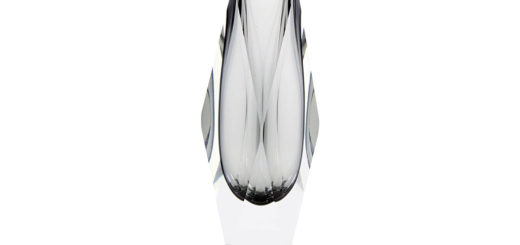 ヴェネチアガラス マンドラザート 花瓶 ソッメルソ ( Venetian Glass Mandruzzato Smoked Grey and Clear Faceted Sommerso Vase )