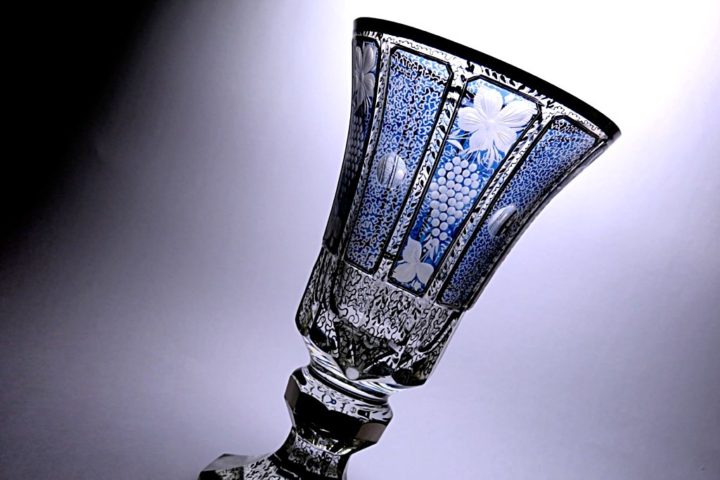 ボヘミアガラス ラスカ モドレー 花瓶 ( Bohemian Glass Laska Modre Vase )