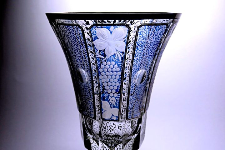 ボヘミアガラス ラスカ モドレー 花瓶 ( Bohemian Glass Laska Modre Vase )