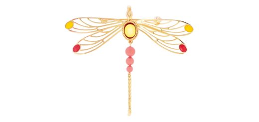 ラリック ブローチ リベリュール アンバー＆ゴールド ( Lalique Libellule Brooch, Ambre and Gold Vermeil )