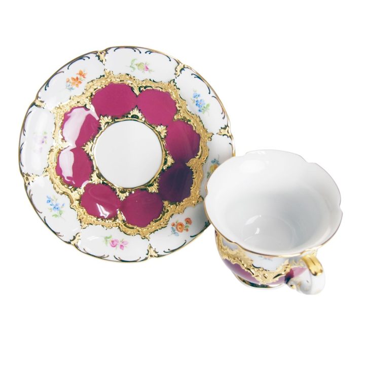 マイセン 金彩小花 パープルゴールド コーヒーカップ＆ソーサー ( Meissen Gold Flower Cup And Saucer )