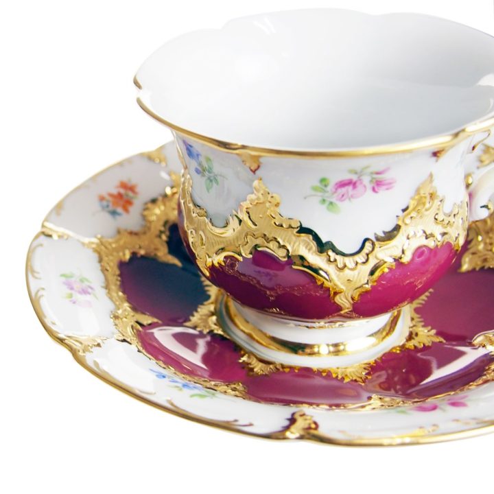 マイセン 金彩小花 パープルゴールド コーヒーカップ＆ソーサー ( Meissen Gold Flower Cup And Saucer )