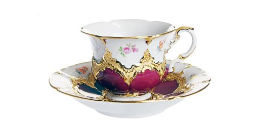マイセン 金彩小花 パープルゴールド コーヒーカップ＆ソーサー ( Meissen Gold Flower Cup And Saucer )