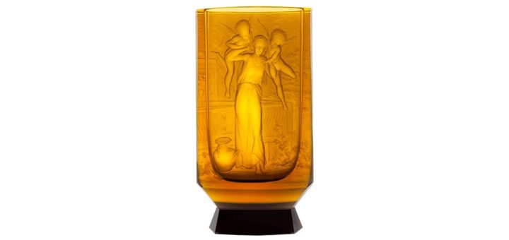ボヘミアガラス モーゼル 花瓶 ジャスミン ( Bohemian Glass Moser Jasmine Hand Cut and Engraved Vase )