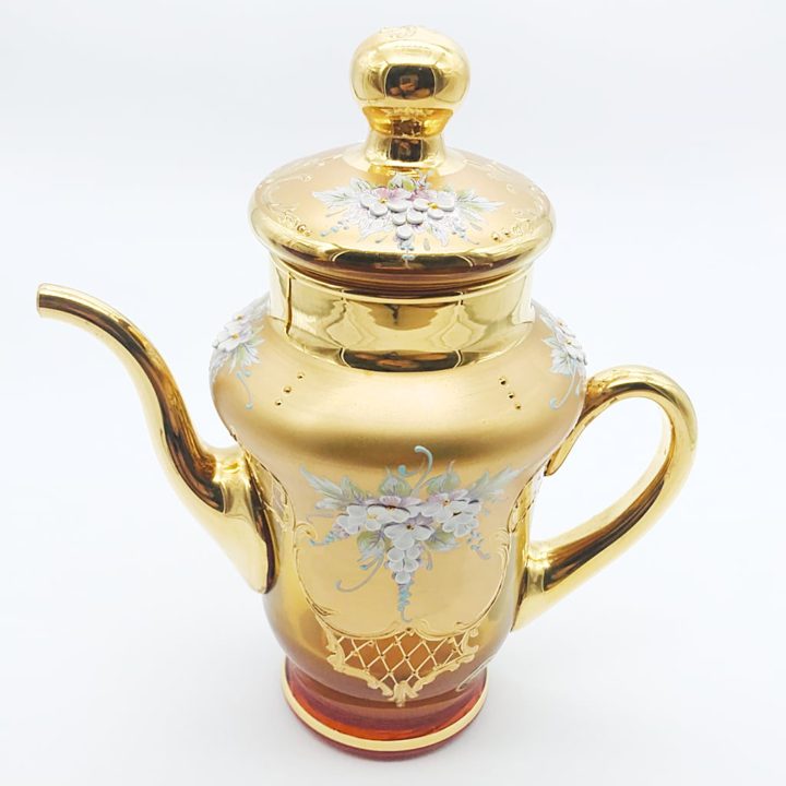 ヴェネチアガラス 金彩 24K ポット アンバー 琥珀 ( Venetian Glass Gold Gilded 24K Pot Amber )