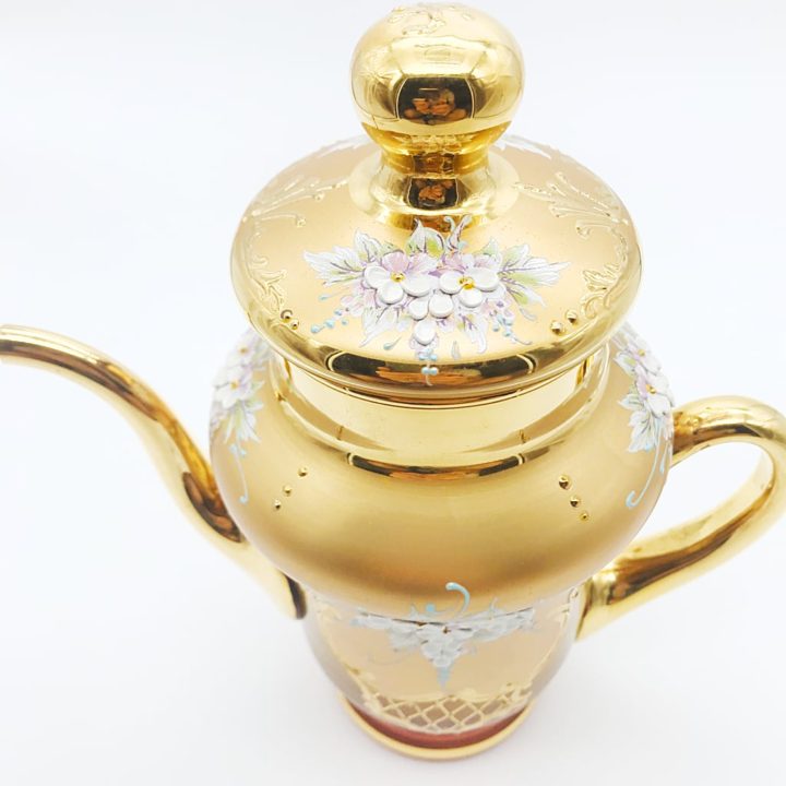 ヴェネチアガラス 金彩 24K ポット アンバー 琥珀 ( Venetian Glass Gold Gilded 24K Pot Amber )