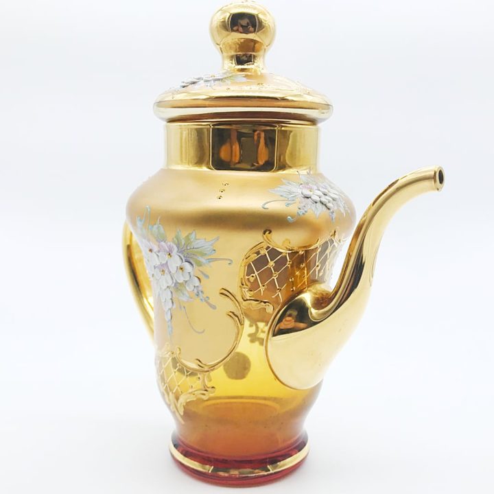 ヴェネチアガラス 金彩 24K ポット アンバー 琥珀 ( Venetian Glass Gold Gilded 24K Pot Amber )