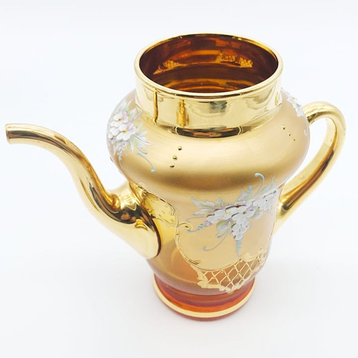 ヴェネチアガラス 金彩 24K ポット アンバー 琥珀 ( Venetian Glass Gold Gilded 24K Pot Amber )