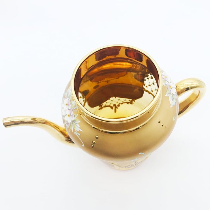 ヴェネチアガラス 金彩 24K ポット アンバー 琥珀 ( Venetian Glass Gold Gilded 24K Pot Amber )