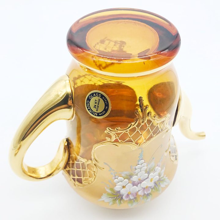 ヴェネチアガラス 金彩 24K ポット アンバー 琥珀 ( Venetian Glass Gold Gilded 24K Pot Amber )