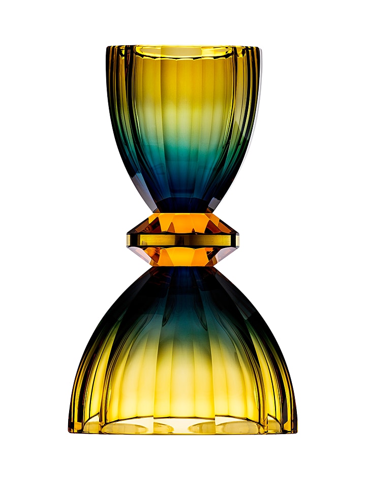 ボヘミアガラス モーゼル 花瓶 リトル・ヴェルサイユ ( Bohemian Glass Moser Little Versailles Hand Cut Underlaid Vase )