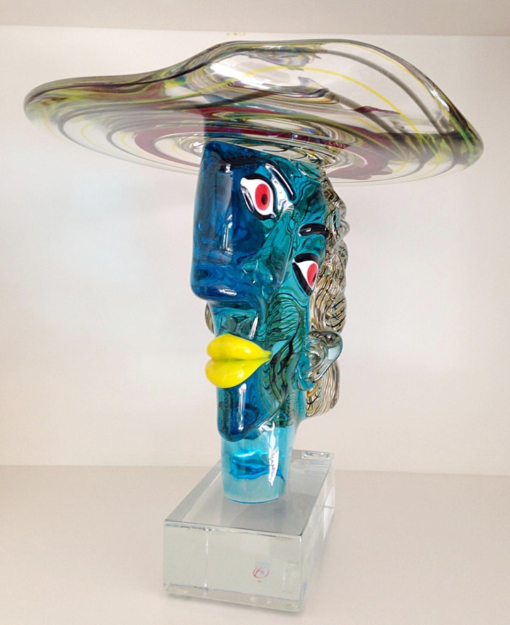 ヴェネチアガラス オブジェ 彫刻 ピカソ像 ( Venetian Glass Picasso Head Sculpture )