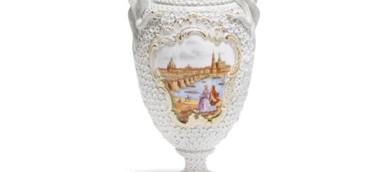 マイセン スノーボール装飾花瓶「ドレスデン―カナレットの光景」 ( MEISSEN® Snowball Blossom Vase With Canaletto View Of Dresden )