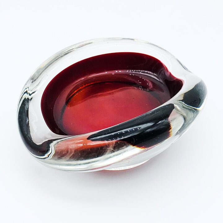 ヴェネチアガラス トレイ SOMMERSO ソンメルソ クリア・レッド ( Venetian Glass Tray Sommerso Clear Red )