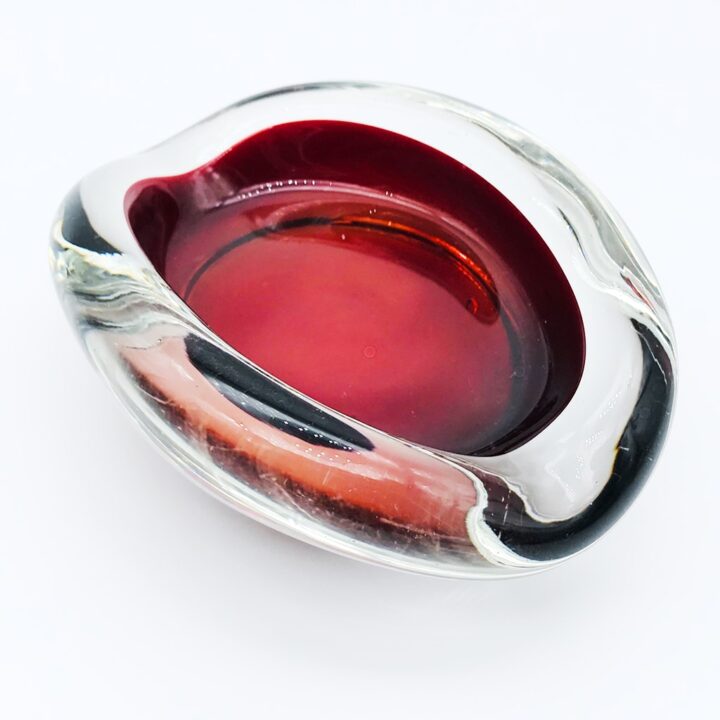 ヴェネチアガラス トレイ SOMMERSO ソンメルソ クリア・レッド ( Venetian Glass Tray Sommerso Clear Red )