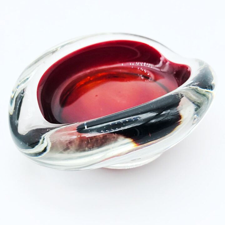 ヴェネチアガラス トレイ SOMMERSO ソンメルソ クリア・レッド ( Venetian Glass Tray Sommerso Clear Red )