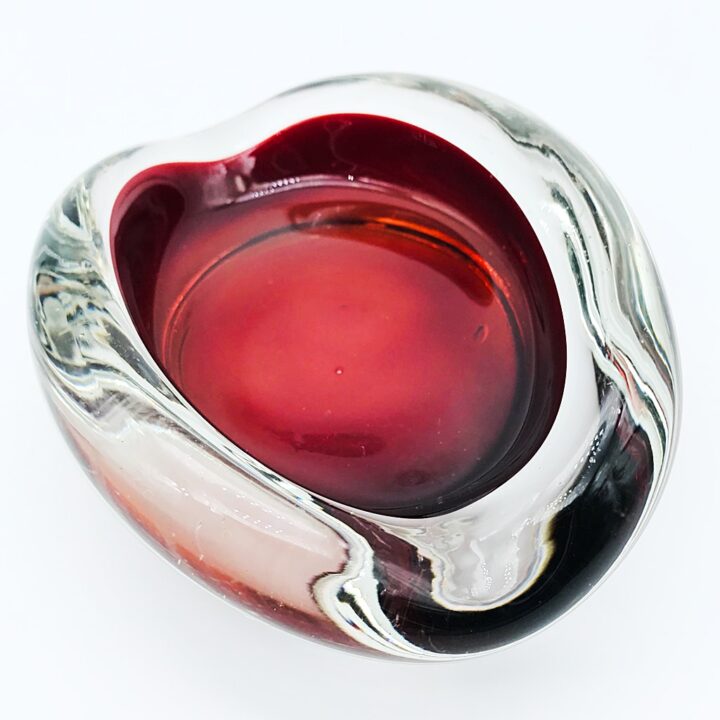 ヴェネチアガラス トレイ SOMMERSO ソンメルソ クリア・レッド ( Venetian Glass Tray Sommerso Clear Red )