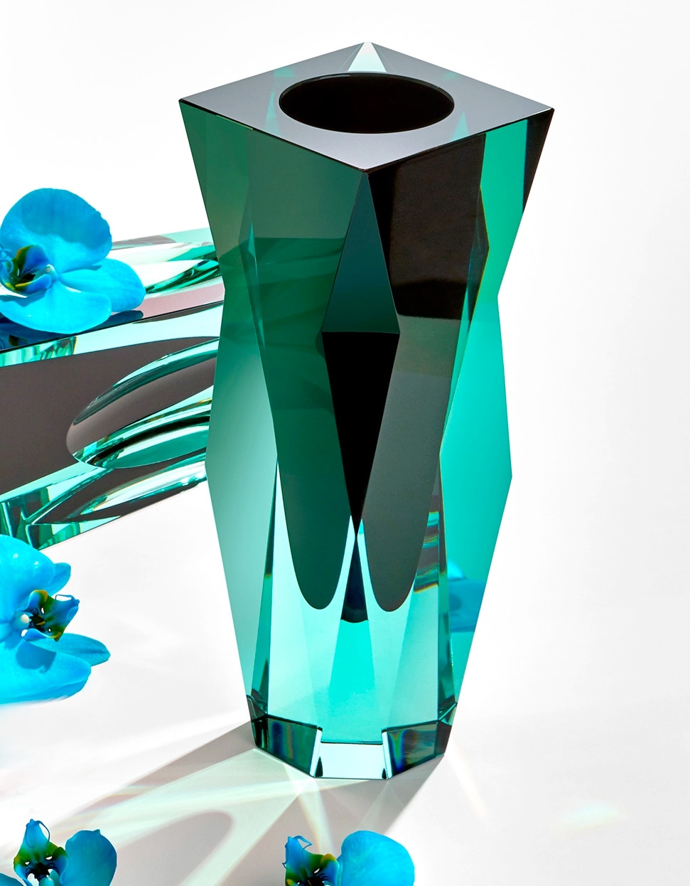 ボヘミアガラス モーゼル 花瓶 ファセット ( Bohemian Glass Moser Facet Vase )