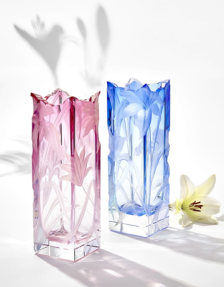 ボヘミアガラス モーゼル 花瓶 アイリス ( Bohemian Glass Moser Irises Vase )